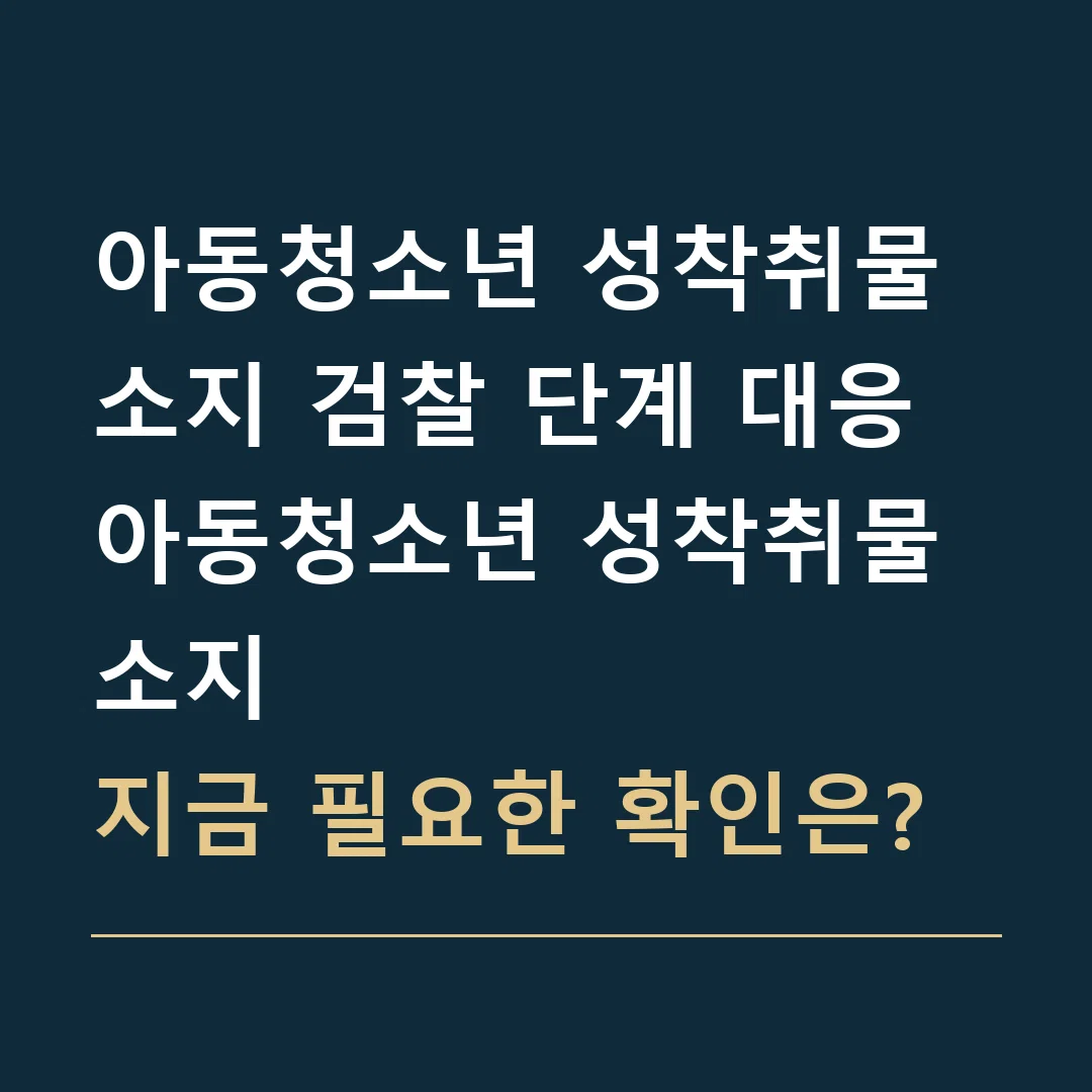아동청소년 성착취물 소지 검찰 단계 대응 · 아동청소년 성착취물 소지
지금 필요한 확인은?