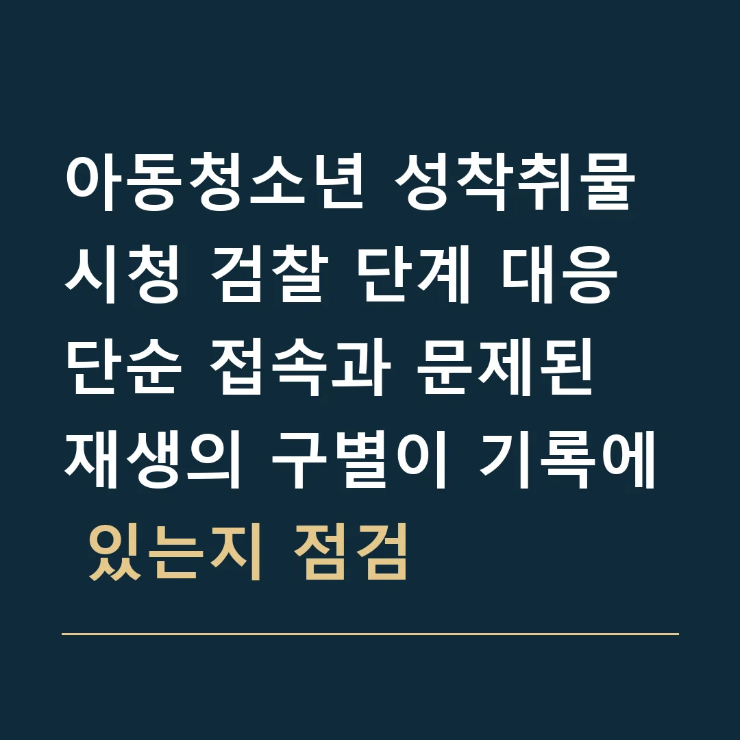 아동청소년 성착취물 시청 검찰 단계 대응 · 단순 접속과 문제된 재생의 구별이 기록에 있는지 점검