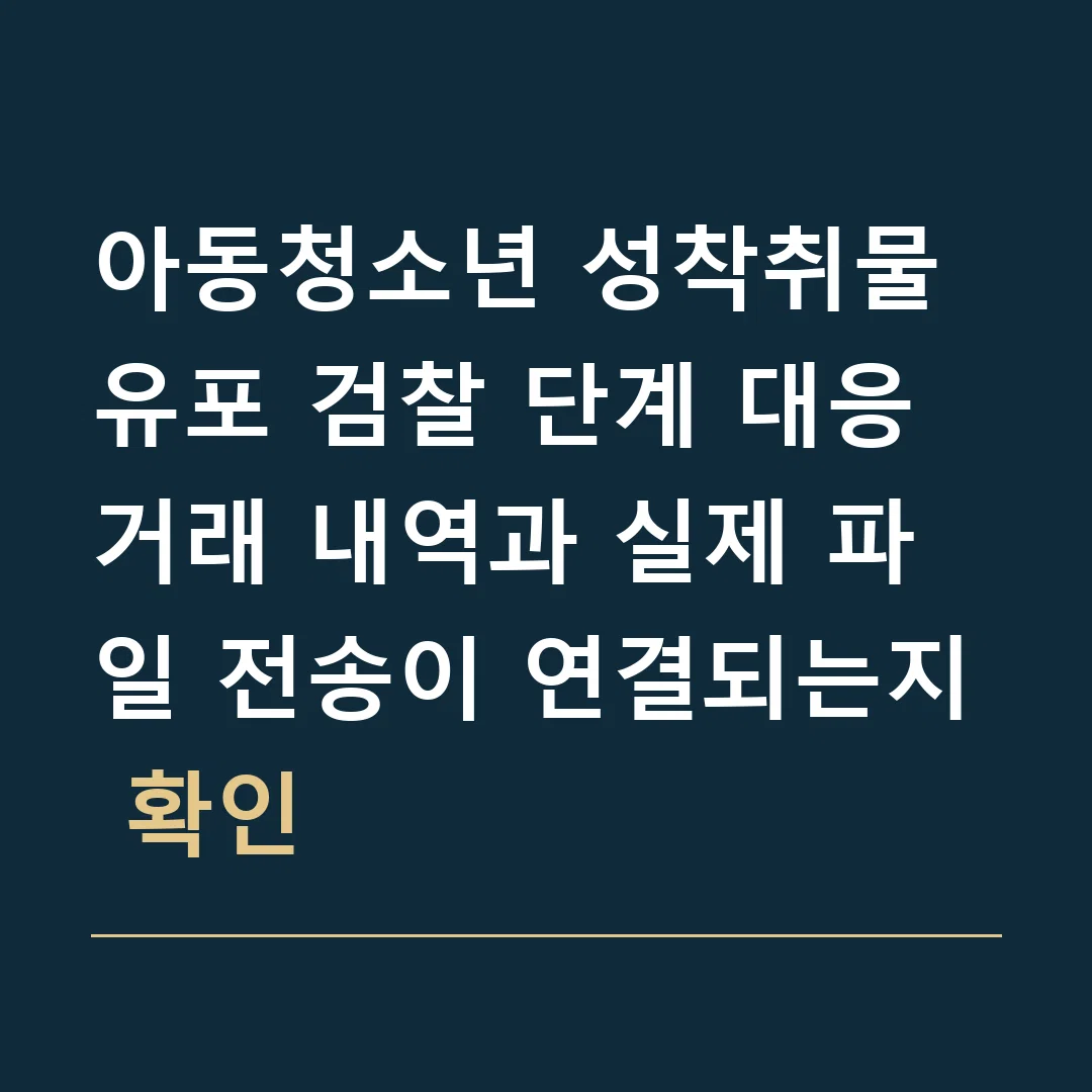 아동청소년 성착취물 유포 검찰 단계 대응 · 거래 내역과 실제 파일 전송이 연결되는지 확인