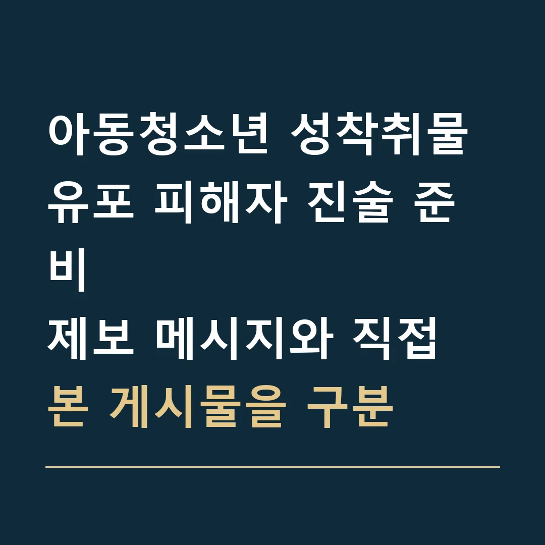 아동청소년 성착취물 유포 피해자 진술 준비 · 제보 메시지와 직접 본 게시물을 구분