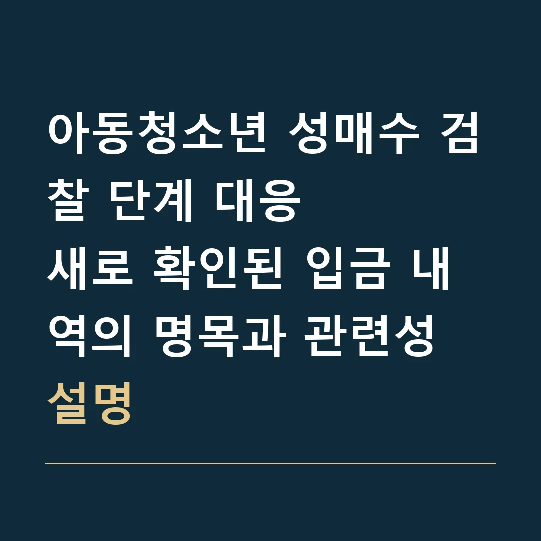 아동청소년 성매수 검찰 단계 대응 · 새로 확인된 입금 내역의 명목과 관련성 설명