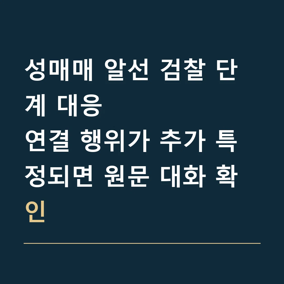 성매매 알선 검찰 단계 대응 · 연결 행위가 추가 특정되면 원문 대화 확인