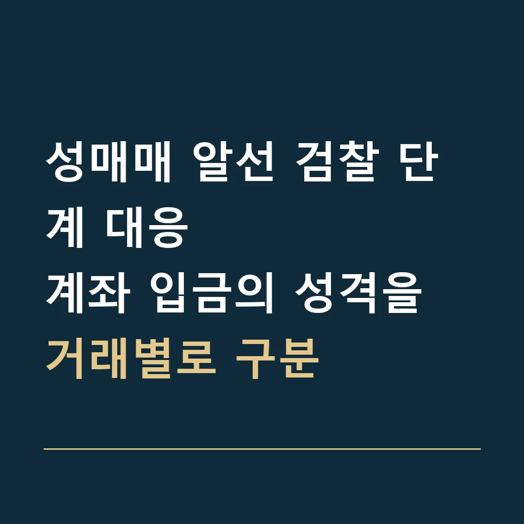 성매매 알선 검찰 단계 대응 · 계좌 입금의 성격을 거래별로 구분