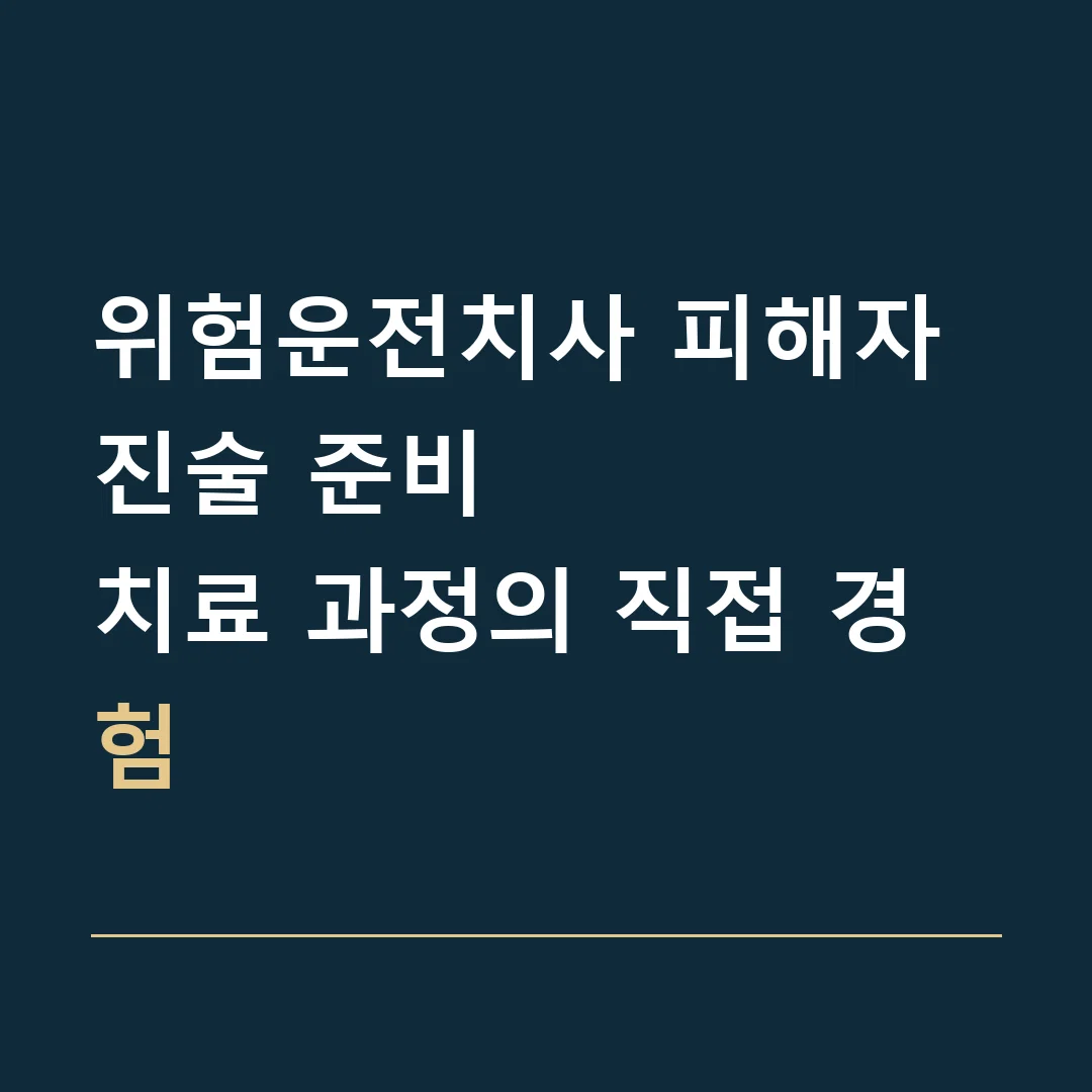 위험운전치사 피해자 진술 준비 · 치료 과정의 직접 경험