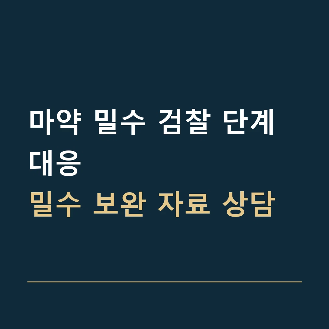마약 밀수 검찰 단계 대응 · 밀수 보완 자료 상담