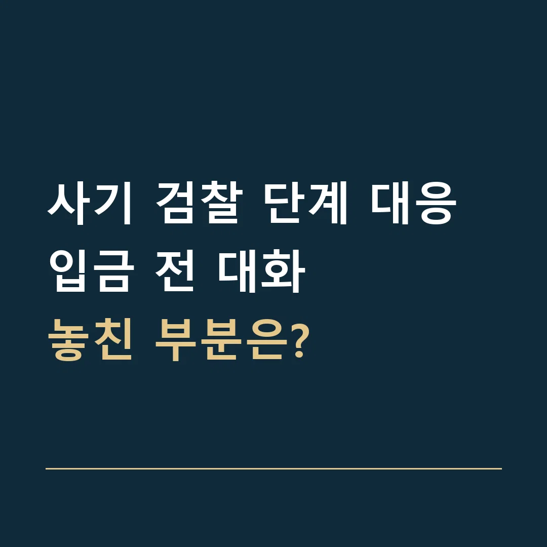 사기 검찰 단계 대응 · 입금 전 대화
놓친 부분은?