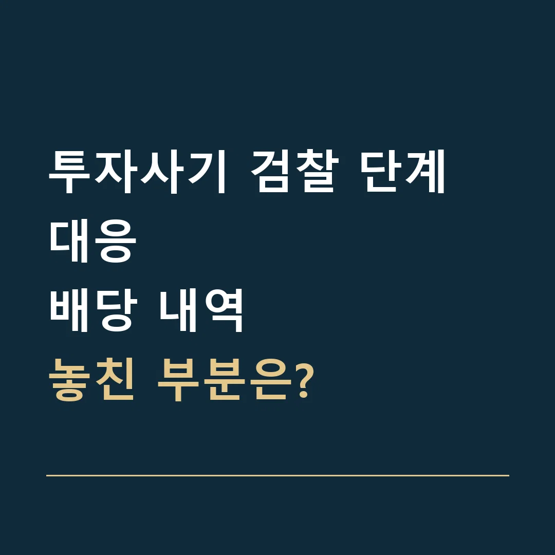 투자사기 검찰 단계 대응 · 배당 내역
놓친 부분은?