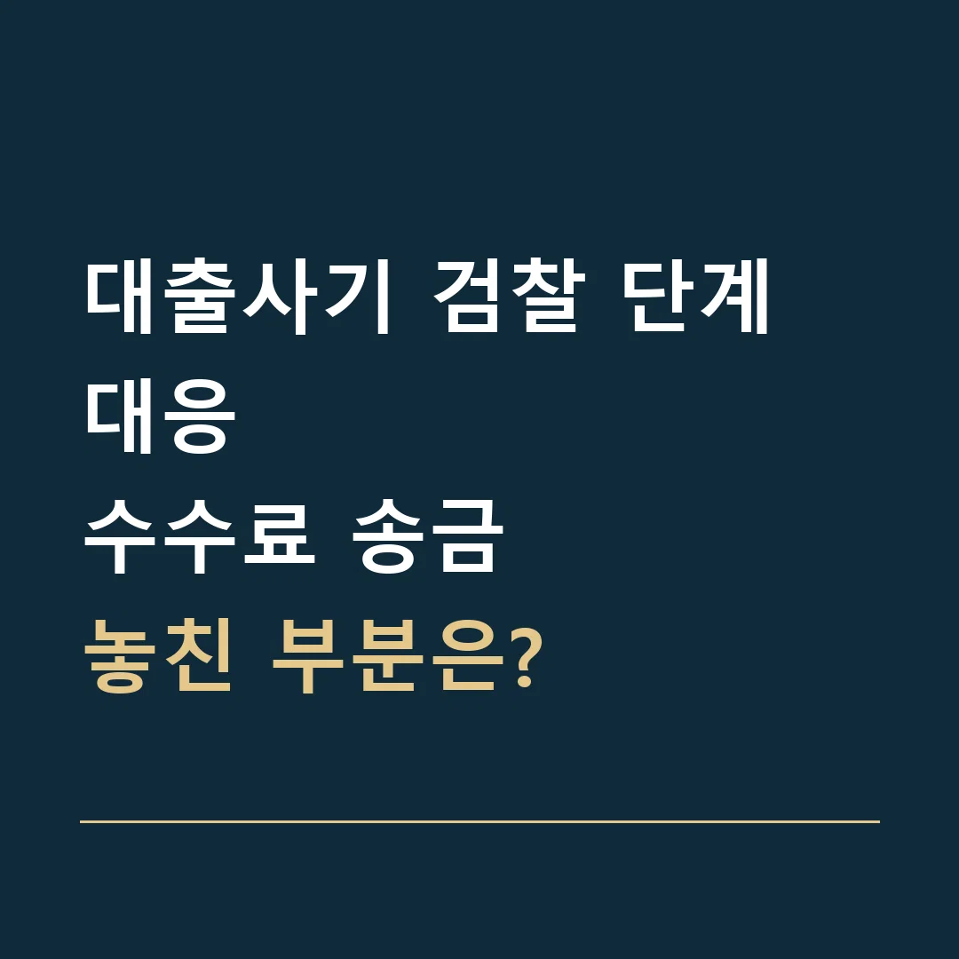 대출사기 검찰 단계 대응 · 수수료 송금
놓친 부분은?