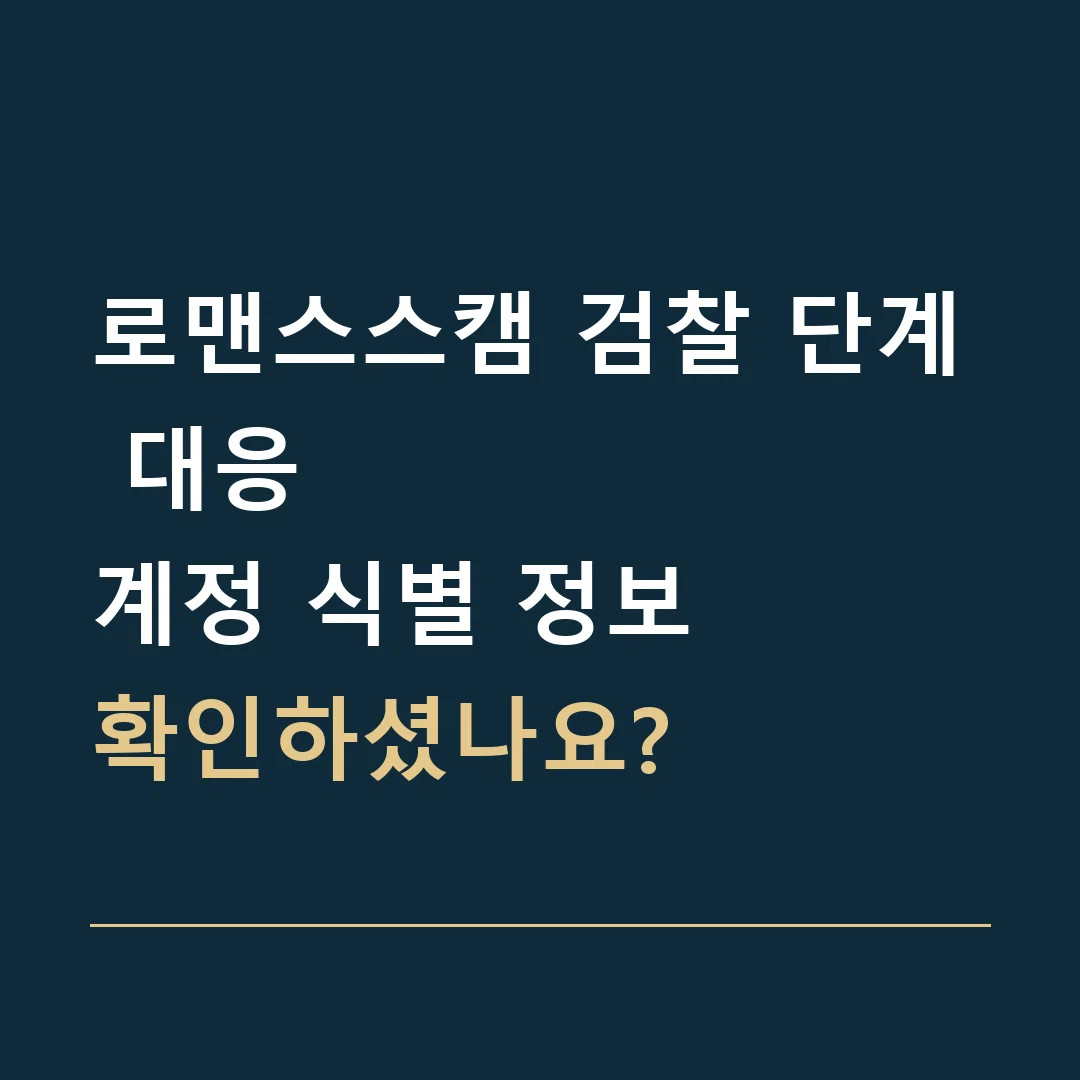 로맨스스캠 검찰 단계 대응 · 계정 식별 정보
확인하셨나요?