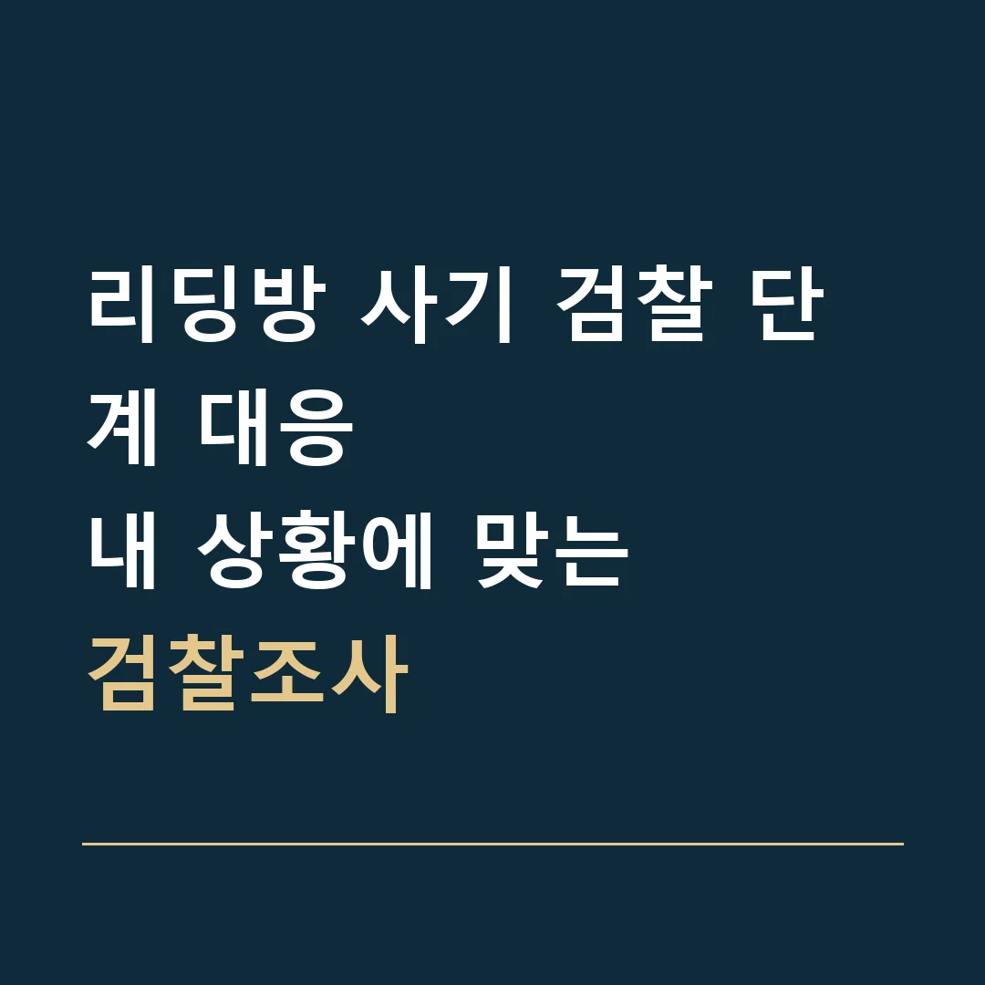 리딩방 사기 검찰 단계 대응 · 내 상황에 맞는
검찰조사