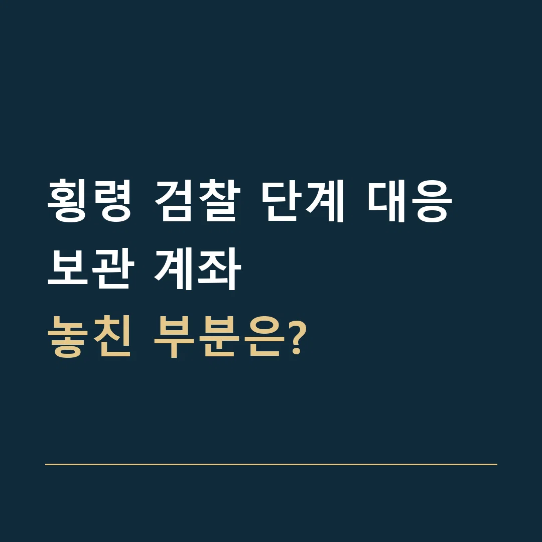 횡령 검찰 단계 대응 · 보관 계좌
놓친 부분은?