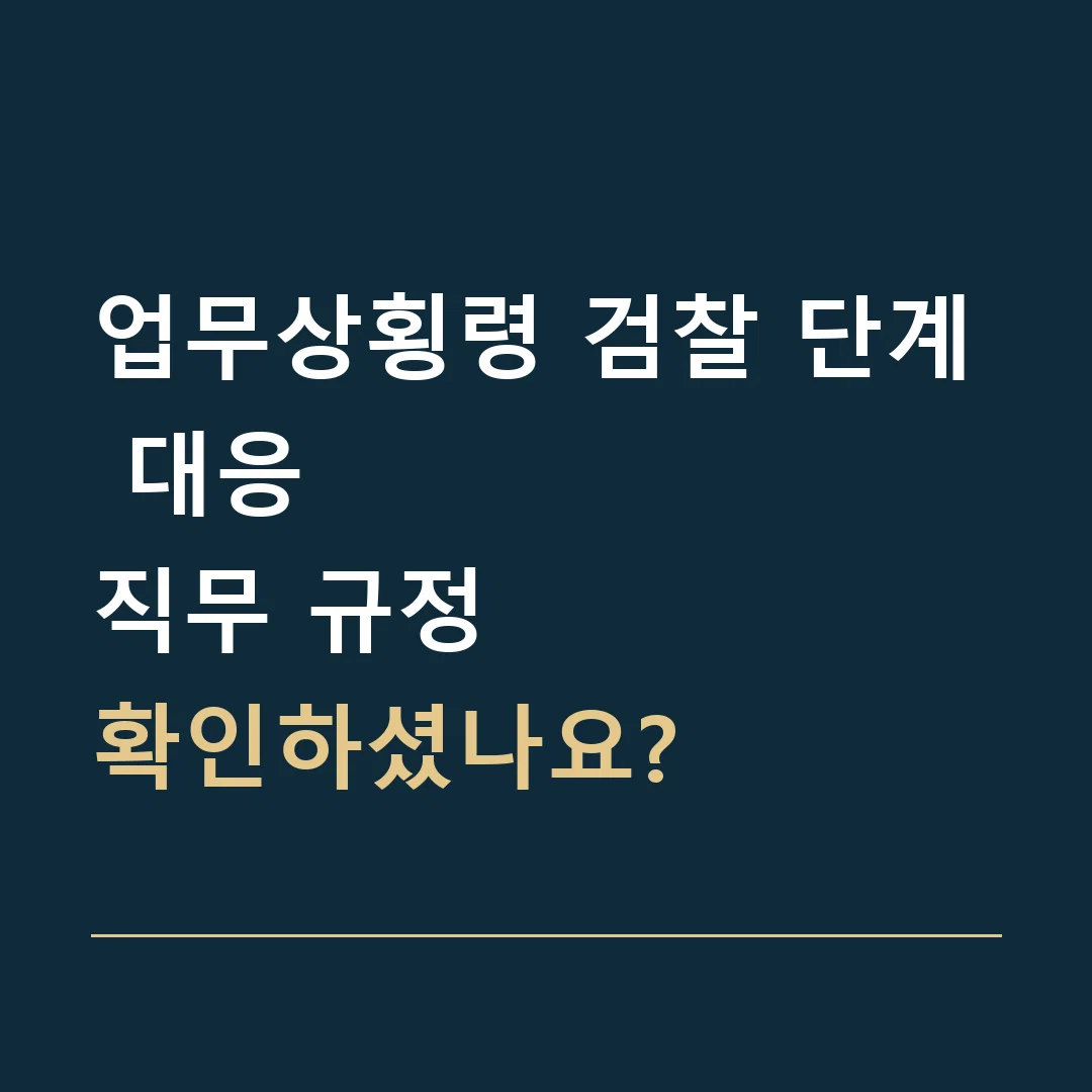 업무상횡령 검찰 단계 대응 · 직무 규정
확인하셨나요?