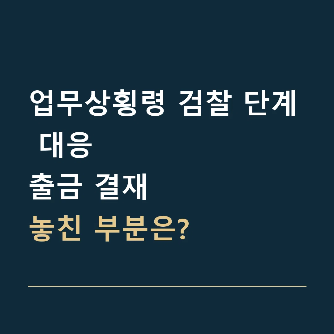 업무상횡령 검찰 단계 대응 · 출금 결재
놓친 부분은?