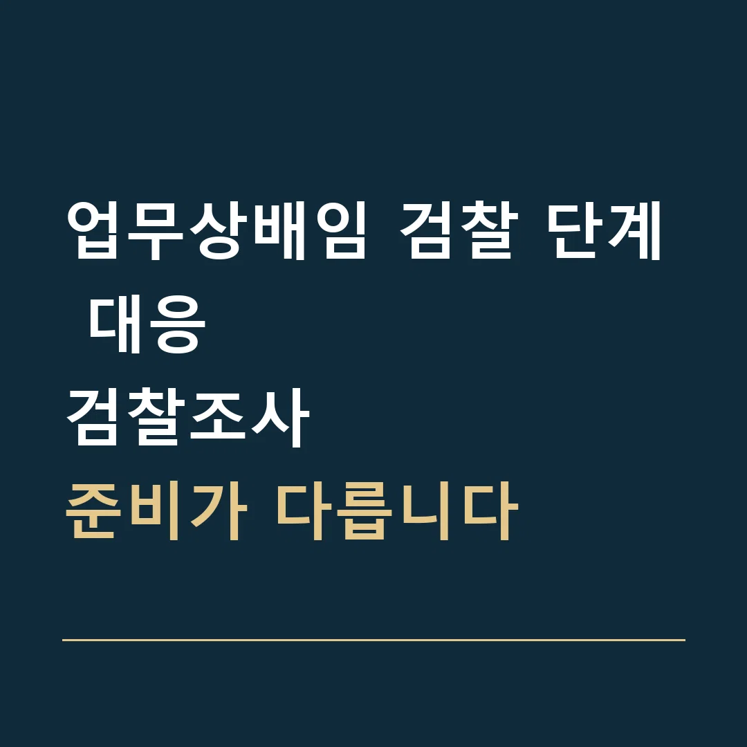 업무상배임 검찰 단계 대응 · 검찰조사
준비가 다릅니다
