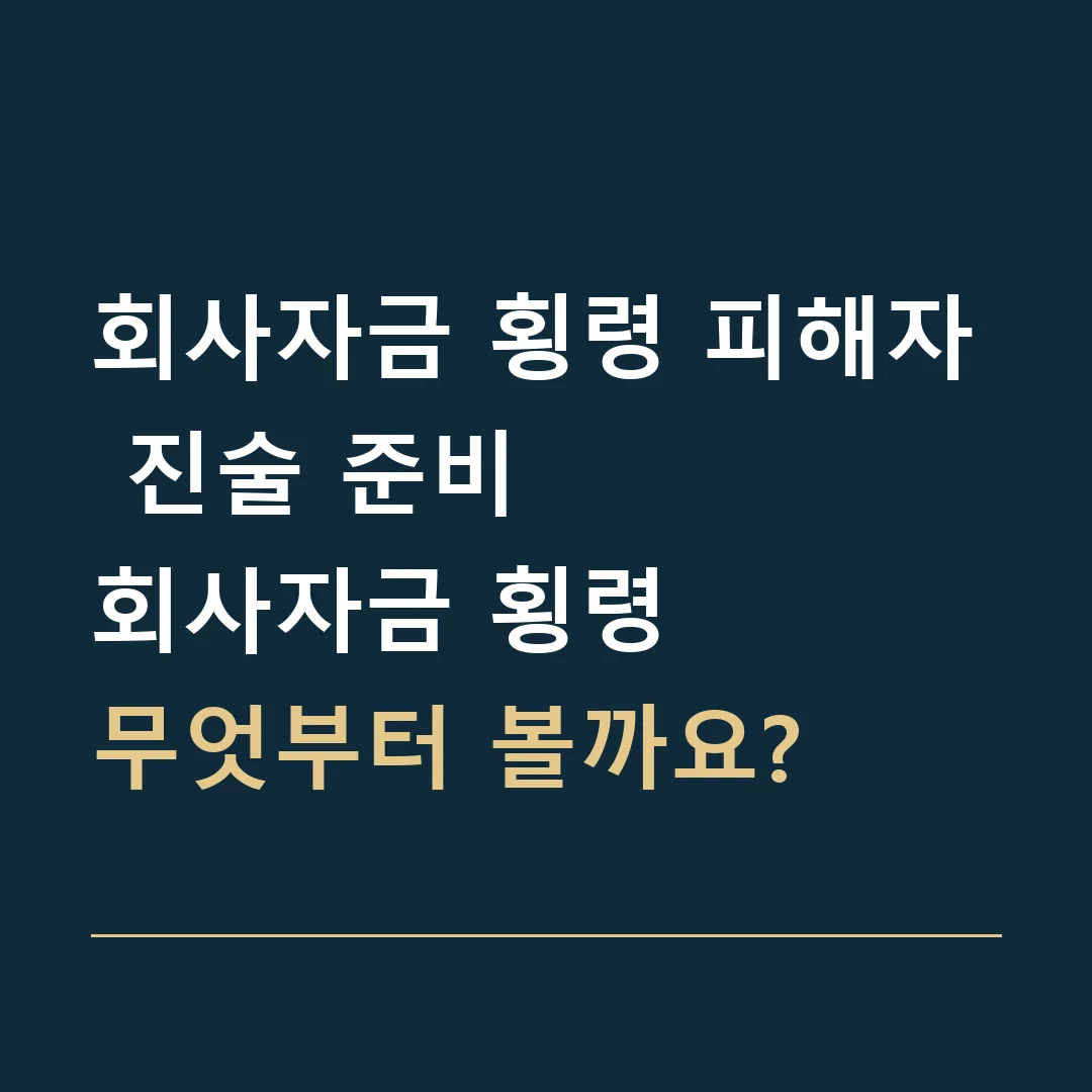 회사자금 횡령 피해자 진술 준비 · 회사자금 횡령
무엇부터 볼까요?