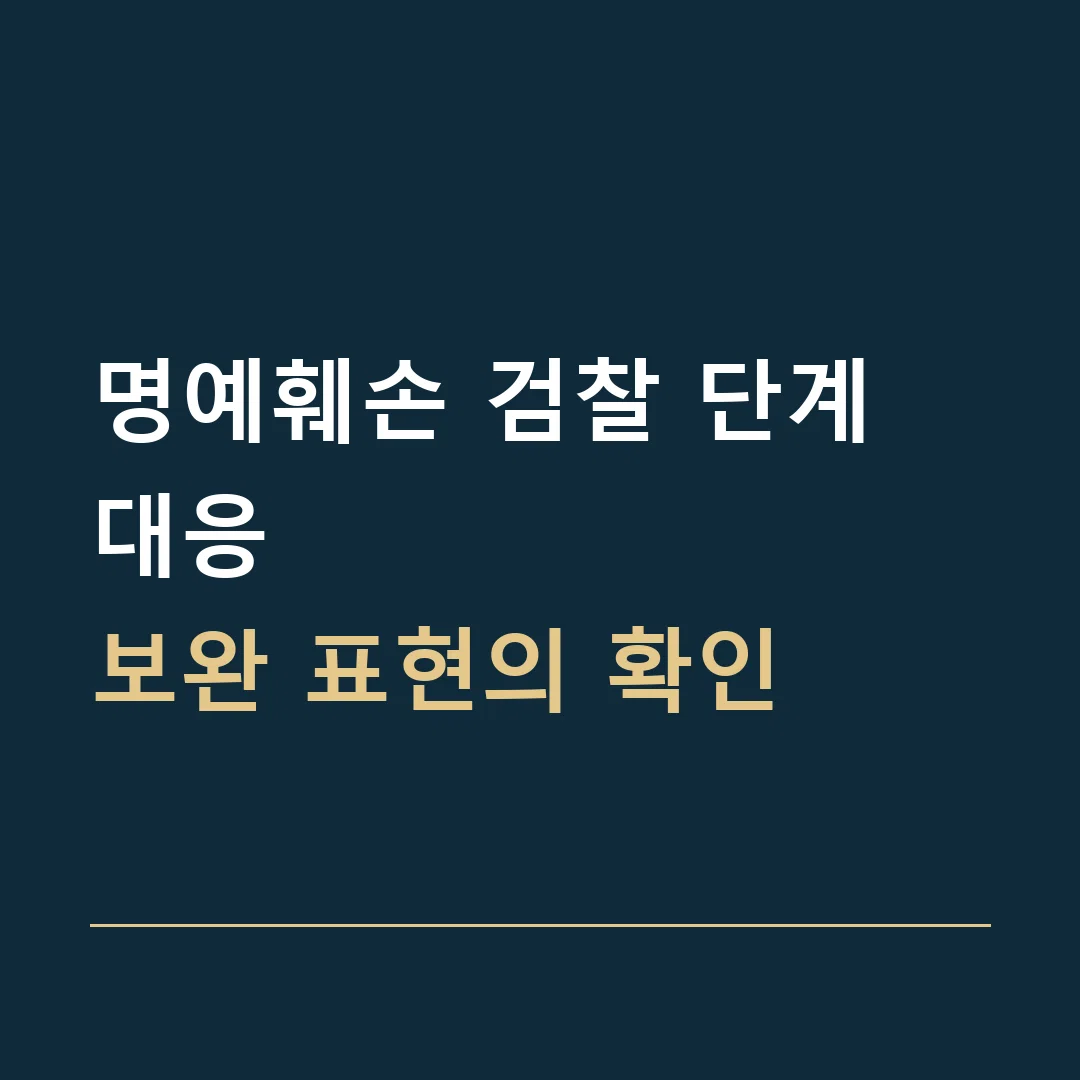 명예훼손 검찰 단계 대응 · 보완 표현의 확인