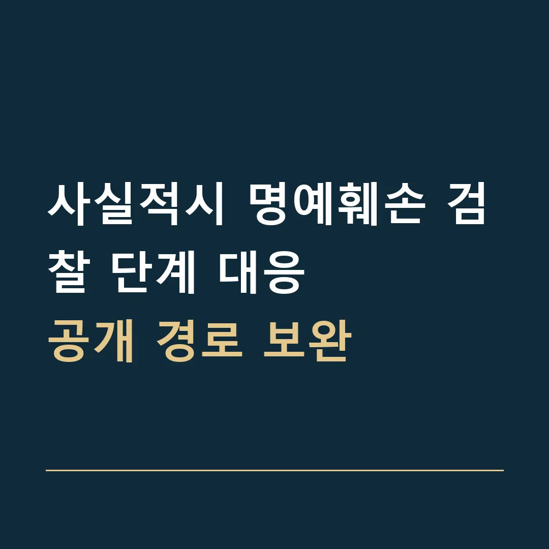 사실적시 명예훼손 검찰 단계 대응 · 공개 경로 보완
