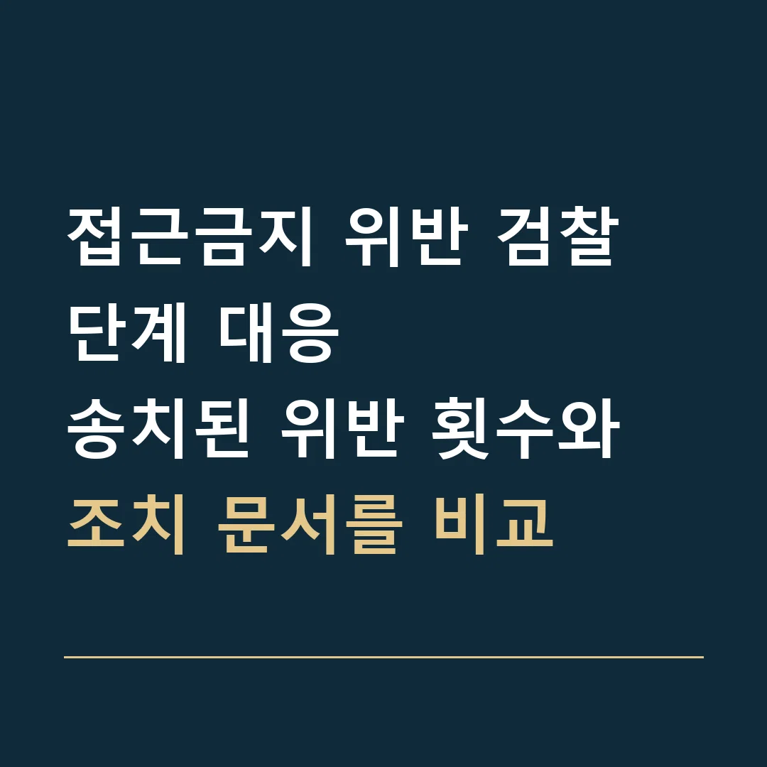 접근금지 위반 검찰 단계 대응 · 송치된 위반 횟수와 조치 문서를 비교