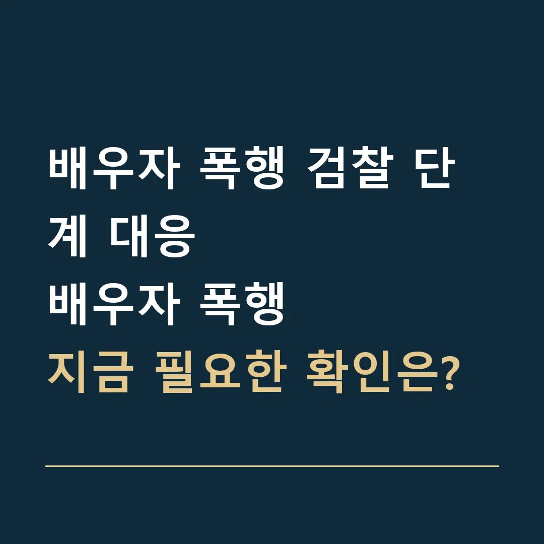 배우자 폭행 검찰 단계 대응 · 배우자 폭행
지금 필요한 확인은?