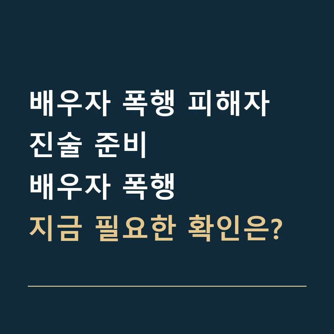 배우자 폭행 피해자 진술 준비 · 배우자 폭행
지금 필요한 확인은?