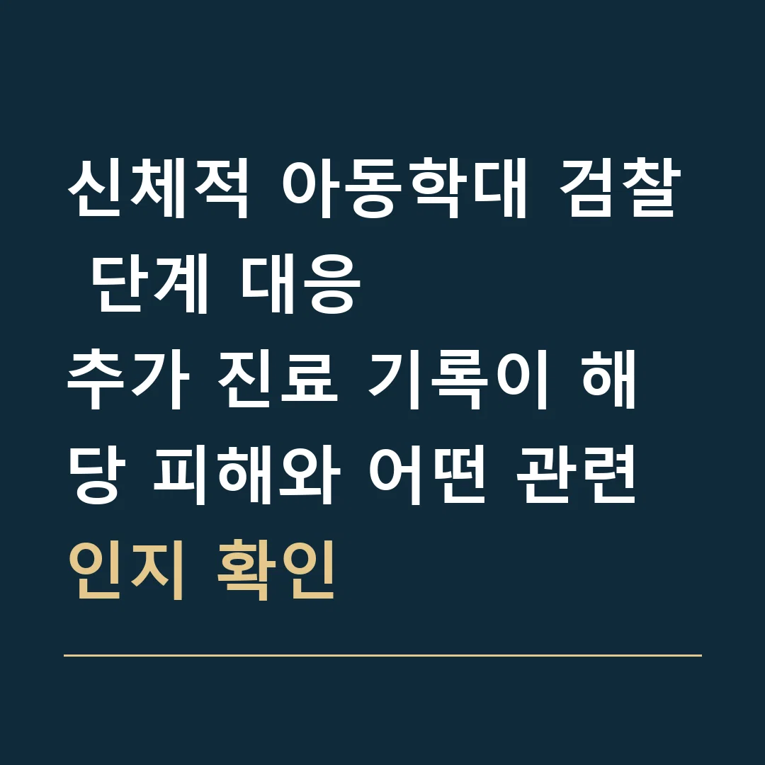 신체적 아동학대 검찰 단계 대응 · 추가 진료 기록이 해당 피해와 어떤 관련인지 확인