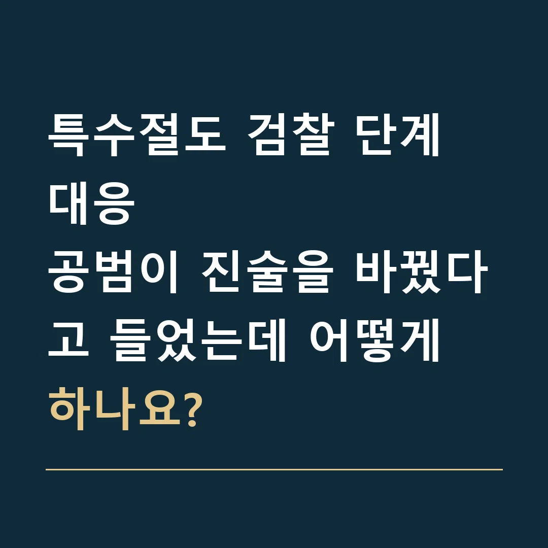 특수절도 검찰 단계 대응 · 공범이 진술을 바꿨다고 들었는데 어떻게 하나요?