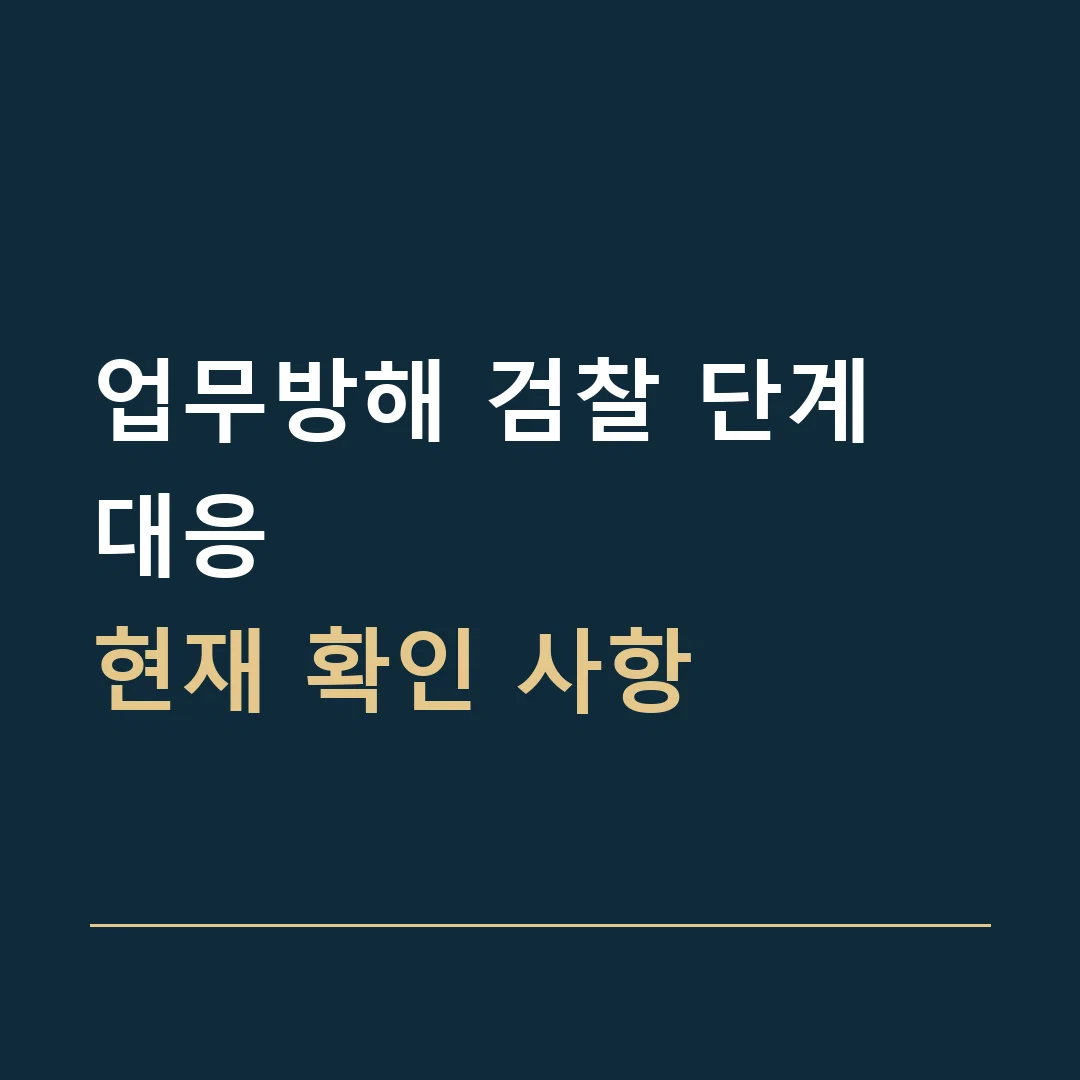 업무방해 검찰 단계 대응 · 현재 확인 사항