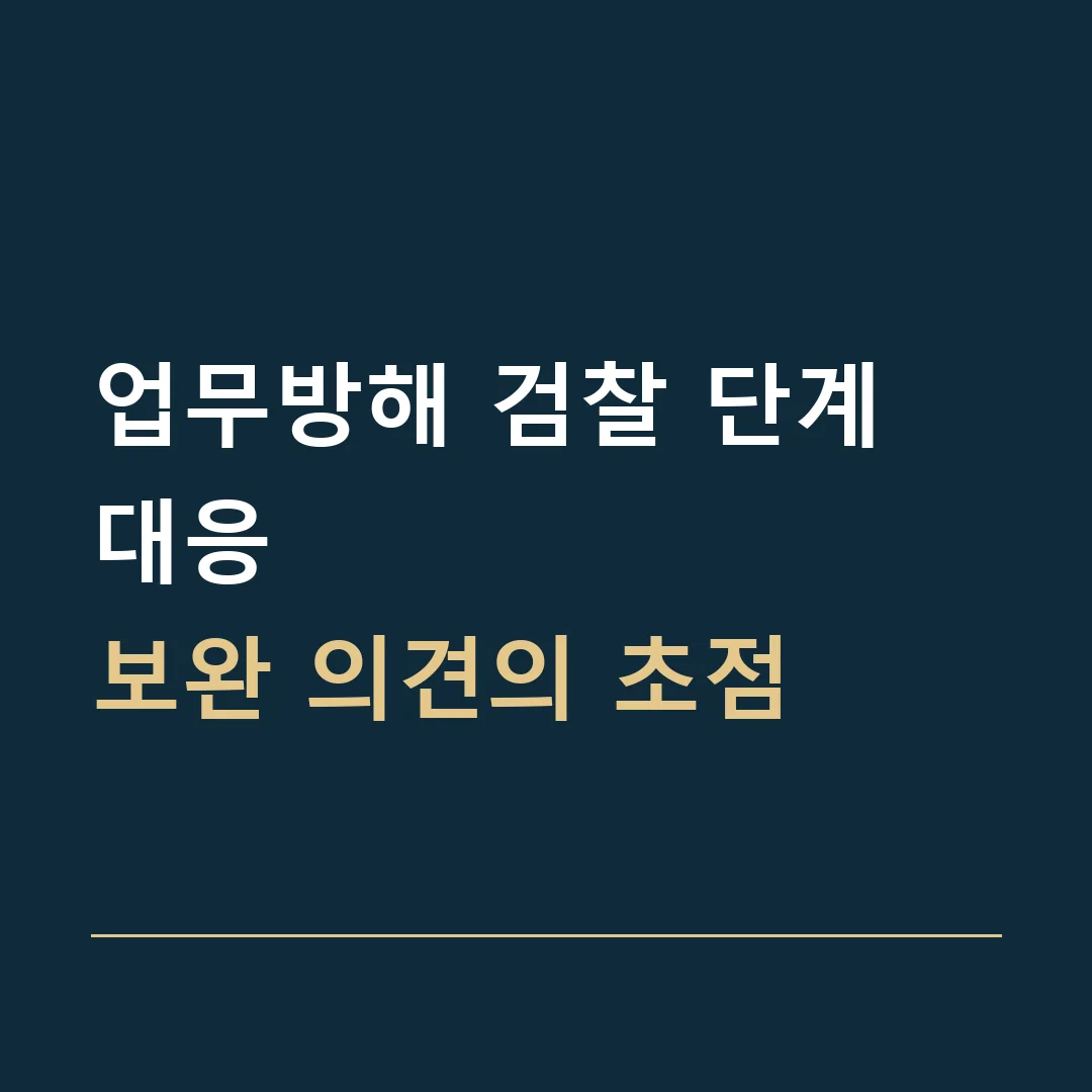 업무방해 검찰 단계 대응 · 보완 의견의 초점