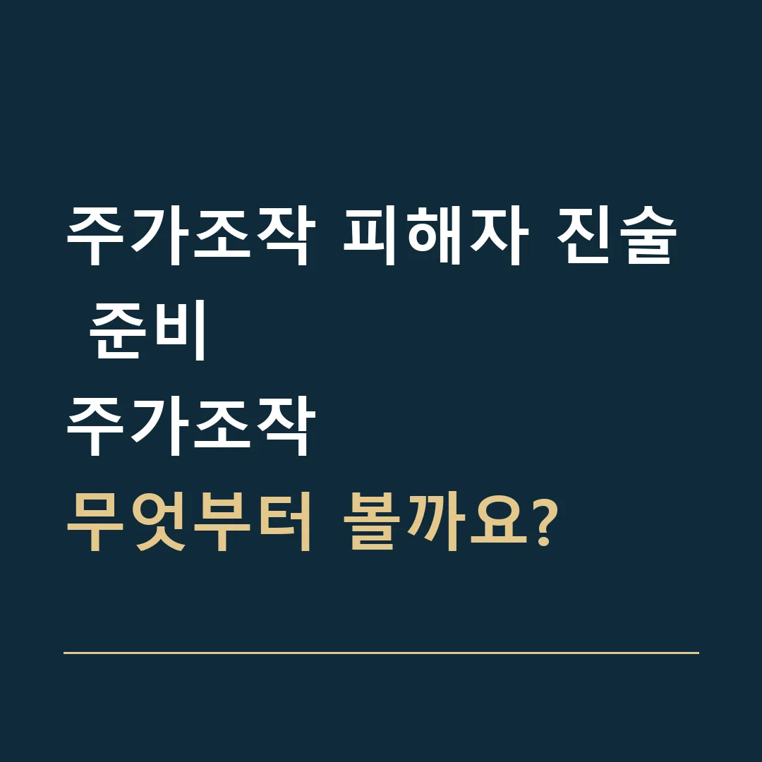 주가조작 피해자 진술 준비 · 주가조작
무엇부터 볼까요?