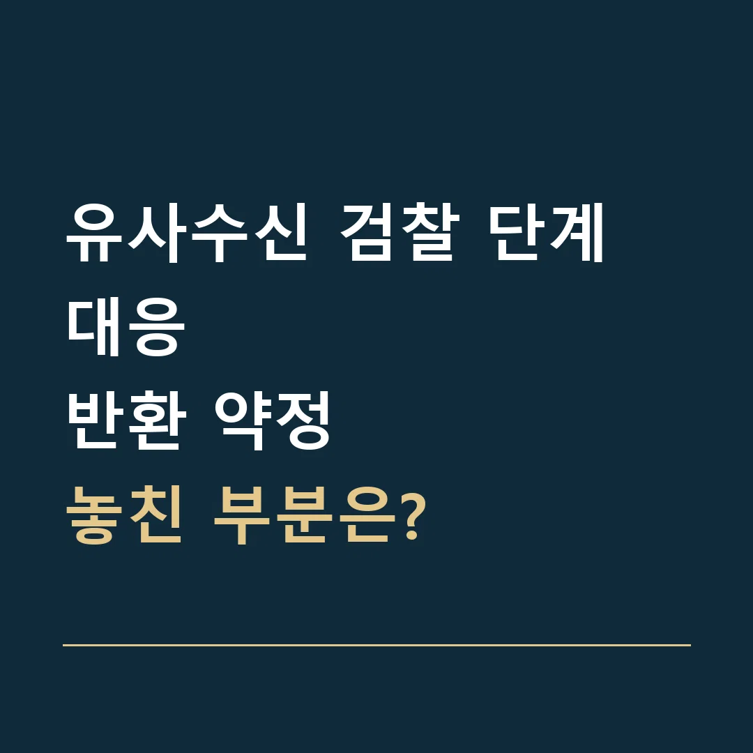 유사수신 검찰 단계 대응 · 반환 약정
놓친 부분은?