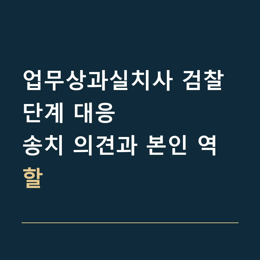 업무상과실치사 검찰 단계 대응 · 송치 의견과 본인 역할