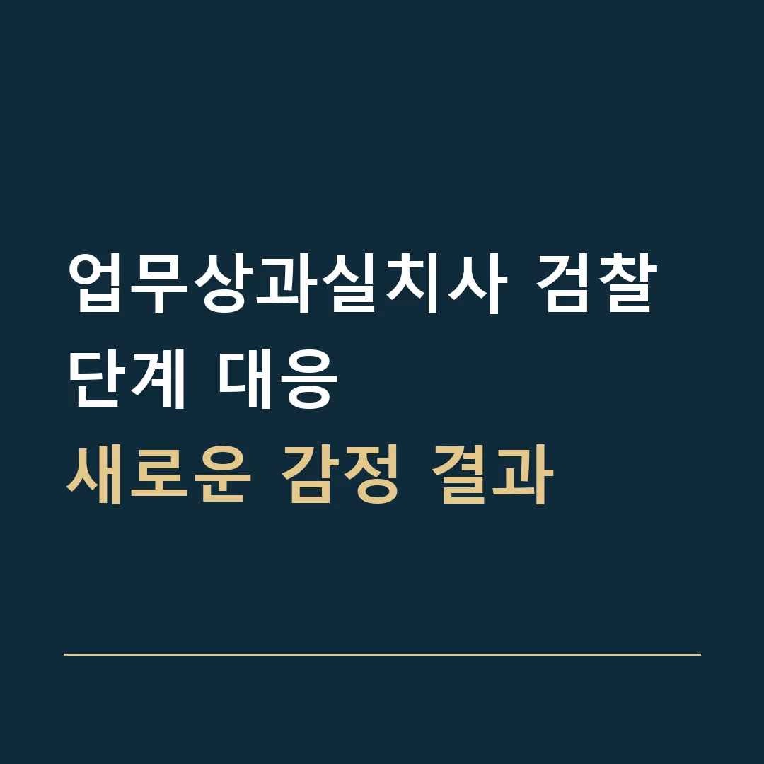 업무상과실치사 검찰 단계 대응 · 새로운 감정 결과