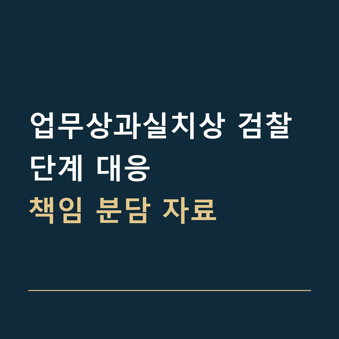 업무상과실치상 검찰 단계 대응 · 책임 분담 자료