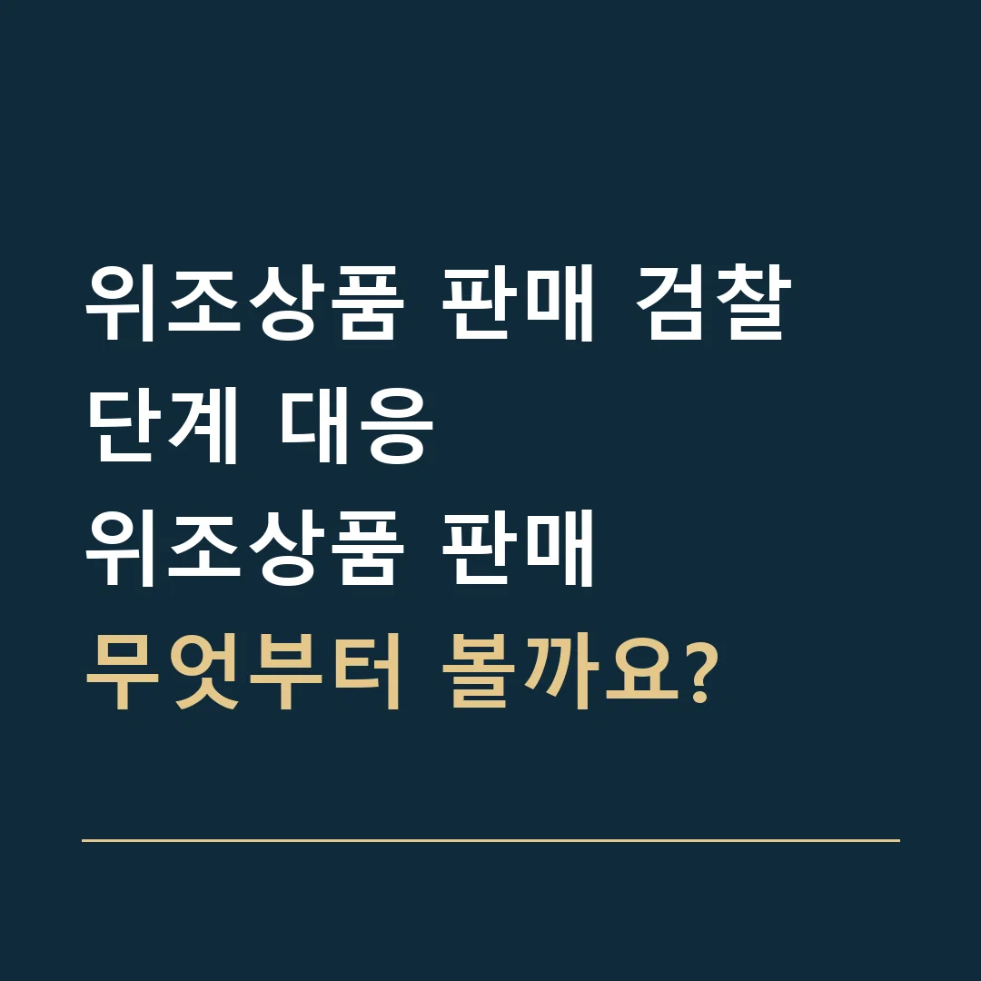 위조상품 판매 검찰 단계 대응 · 위조상품 판매
무엇부터 볼까요?