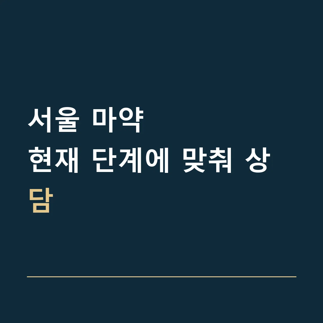 서울 마약 · 현재 단계에 맞춰 상담