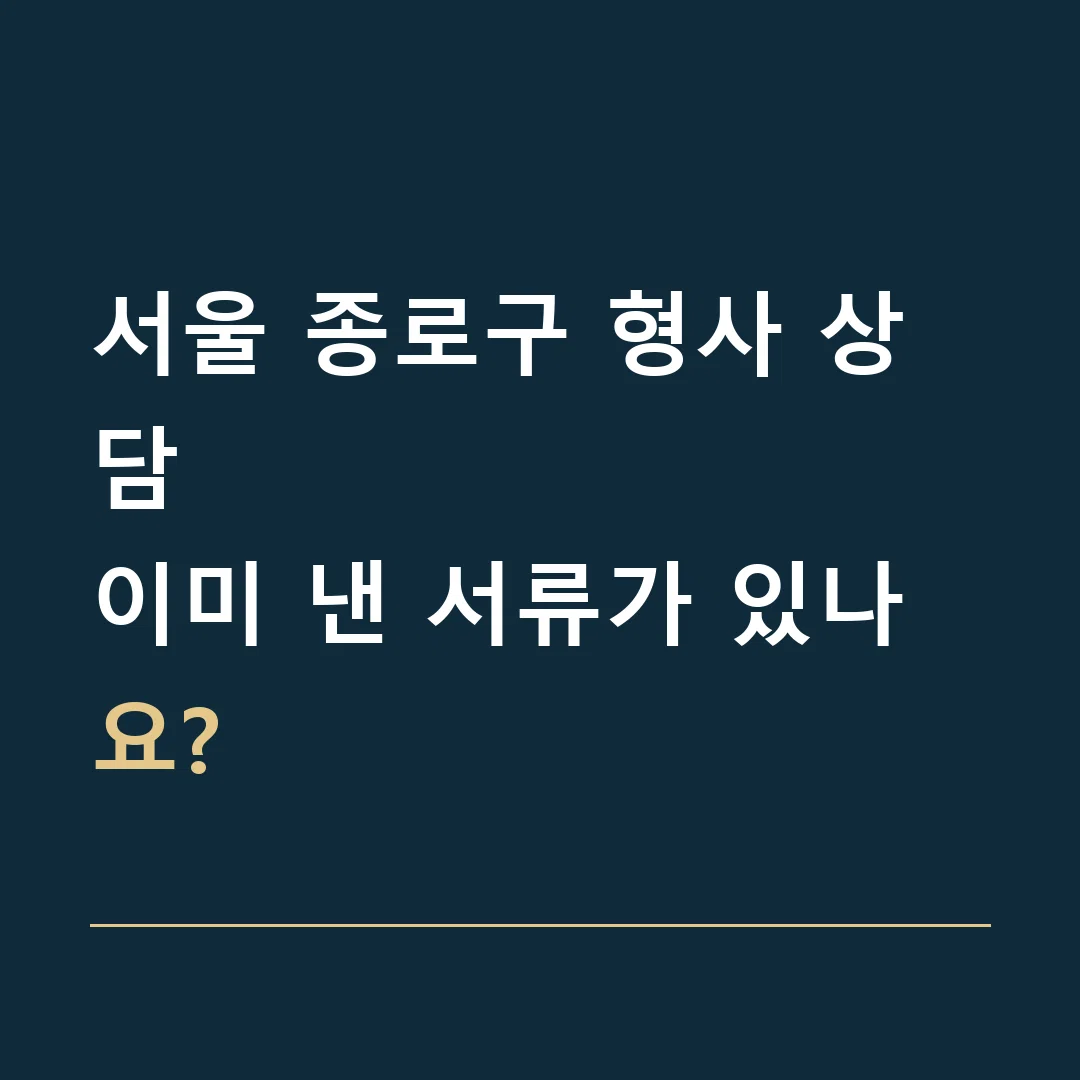 서울 종로구 형사 상담 · 이미 낸 서류가 있나요?