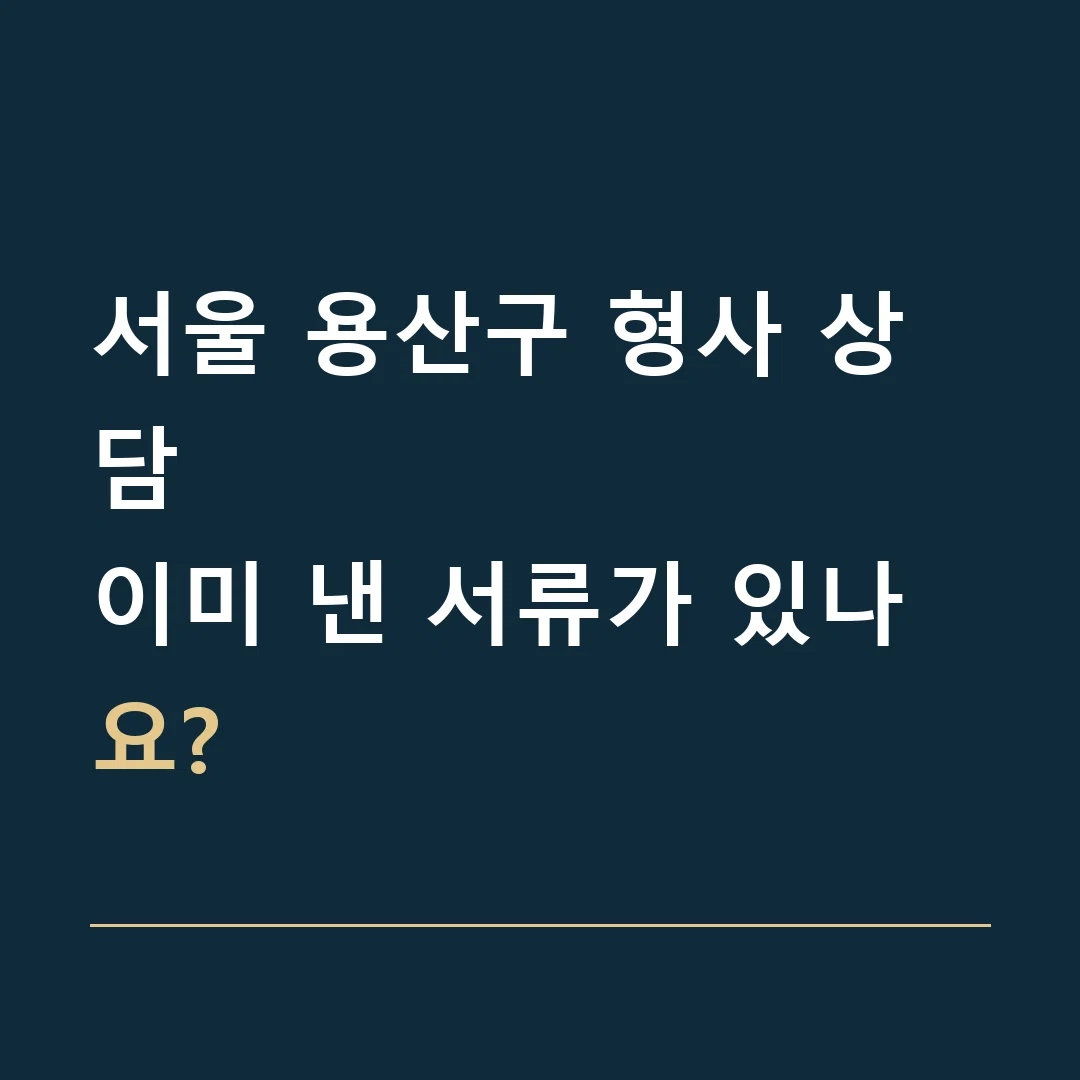 서울 용산구 형사 상담 · 이미 낸 서류가 있나요?