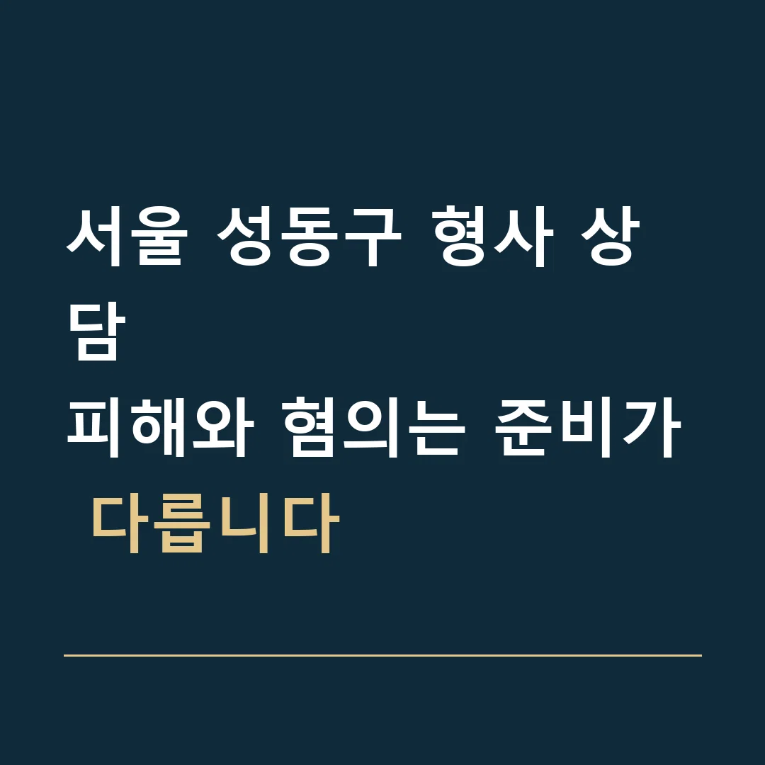 서울 성동구 형사 상담 · 피해와 혐의는 준비가 다릅니다