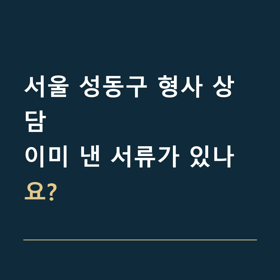 서울 성동구 형사 상담 · 이미 낸 서류가 있나요?