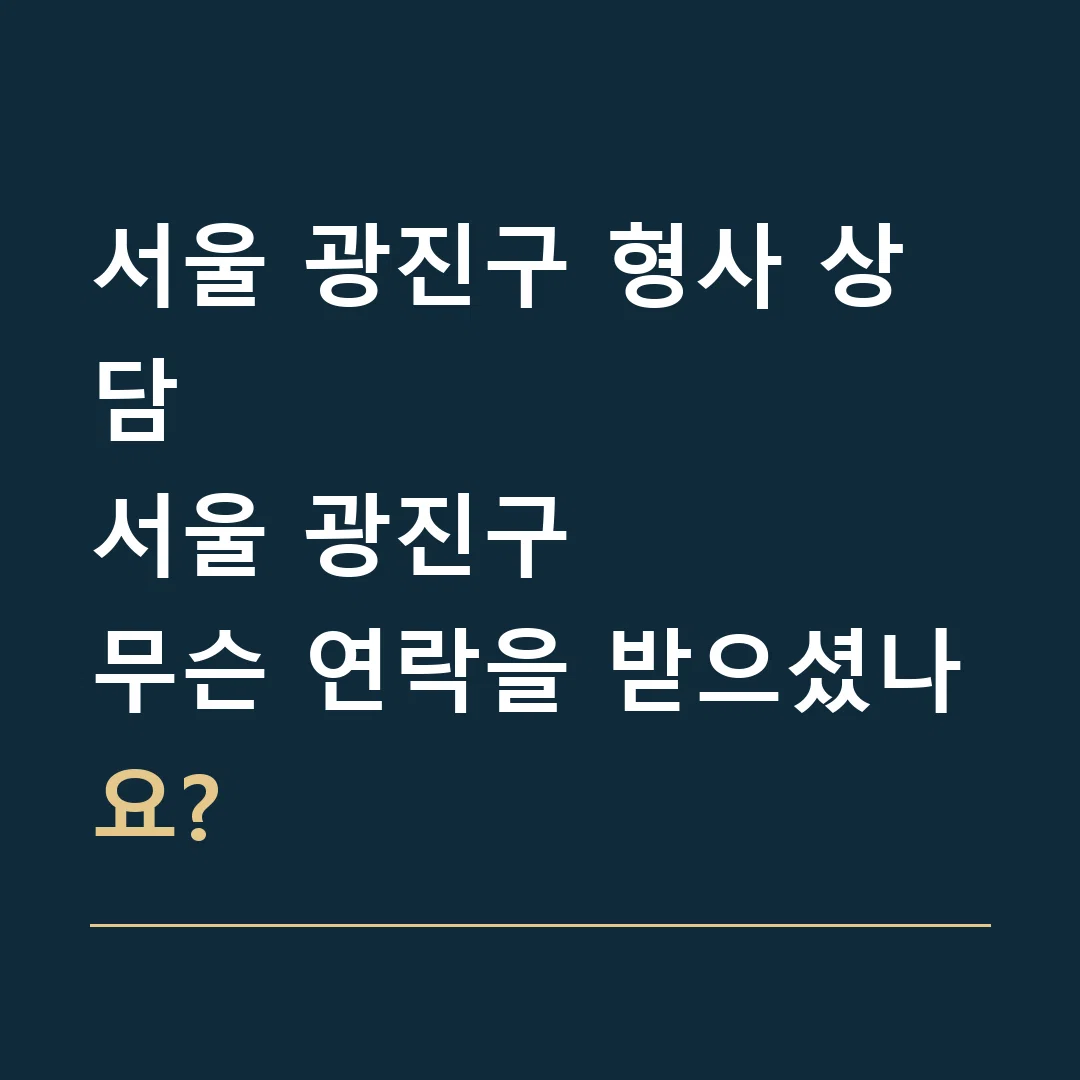 서울 광진구 형사 상담 · 서울 광진구
무슨 연락을 받으셨나요?