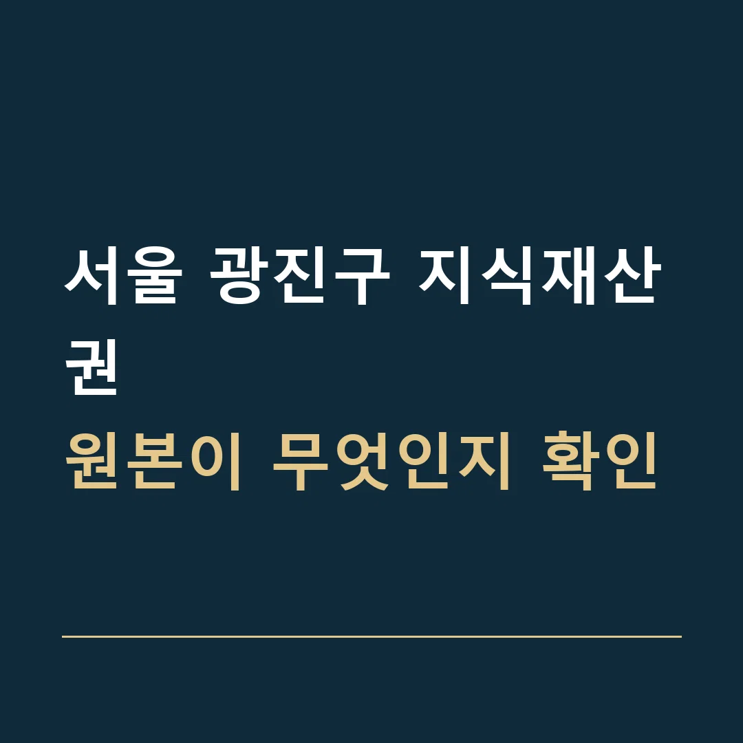 서울 광진구 지식재산권 · 원본이 무엇인지 확인