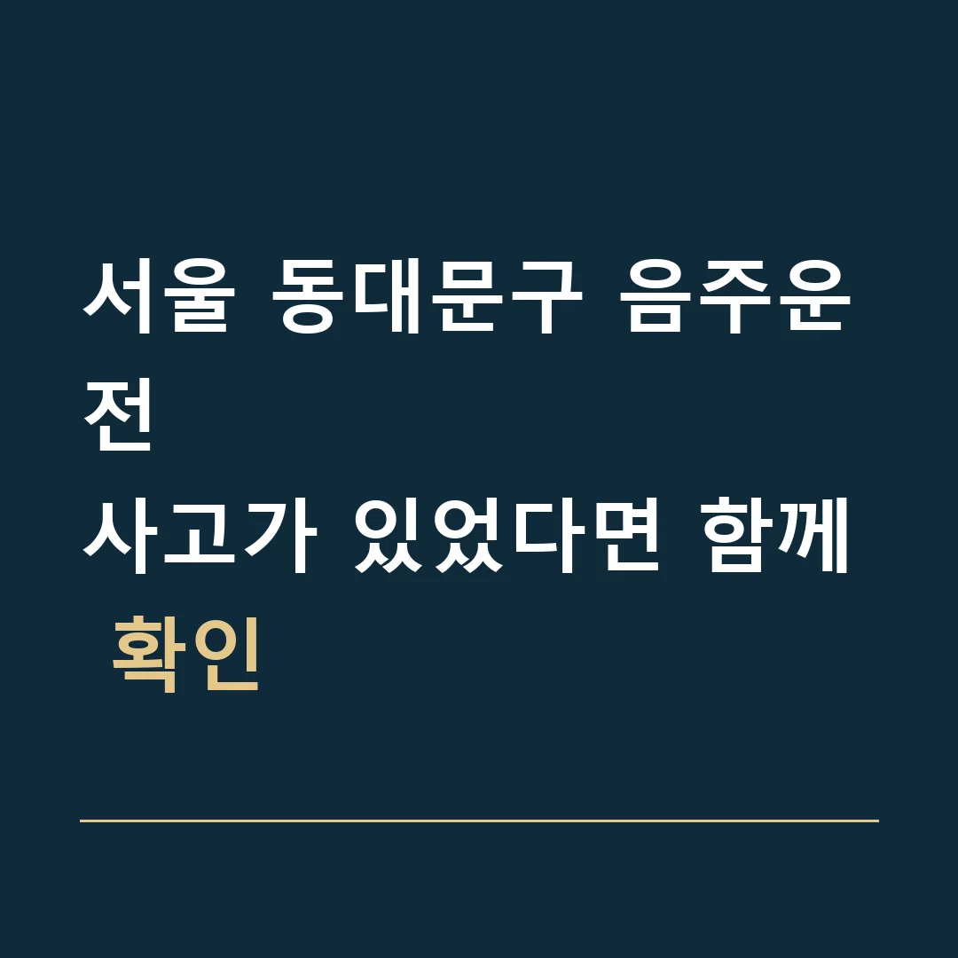 서울 동대문구 음주운전 · 사고가 있었다면 함께 확인