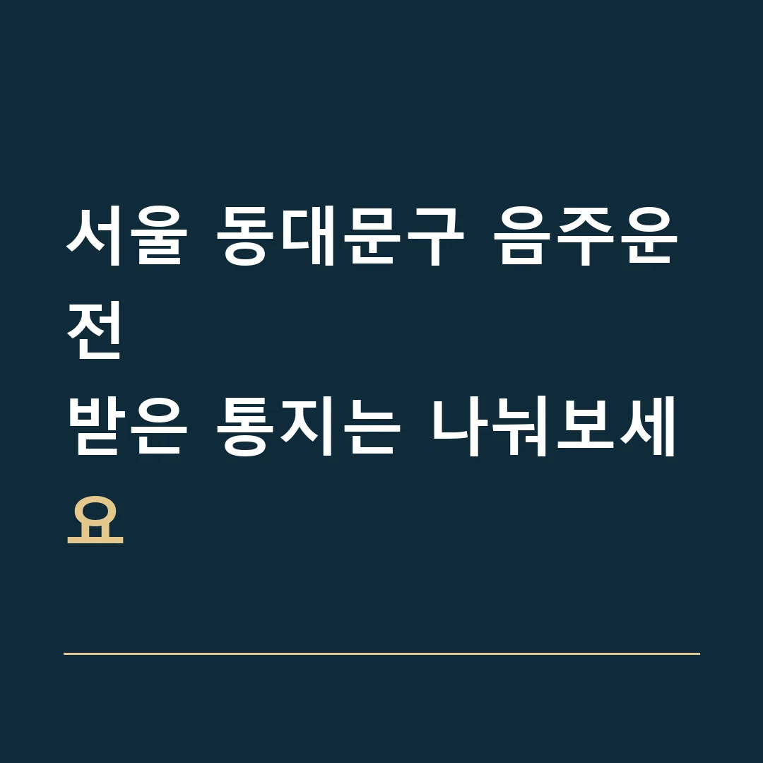 서울 동대문구 음주운전 · 받은 통지는 나눠보세요