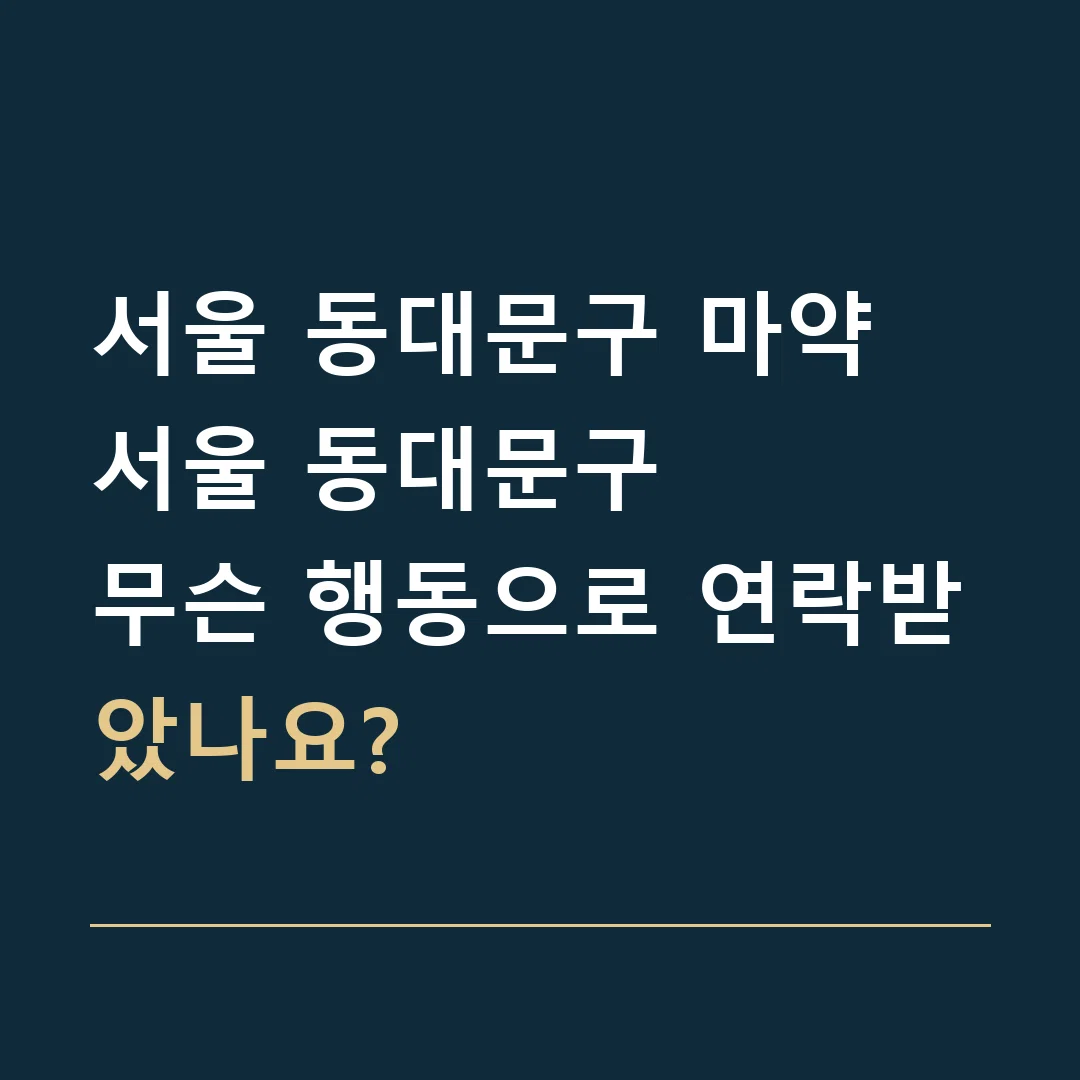 서울 동대문구 마약 · 서울 동대문구
무슨 행동으로 연락받았나요?