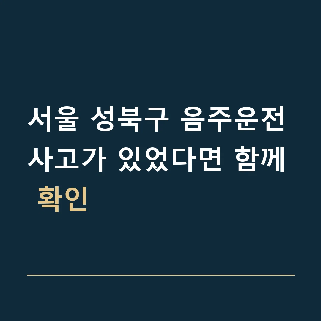 서울 성북구 음주운전 · 사고가 있었다면 함께 확인