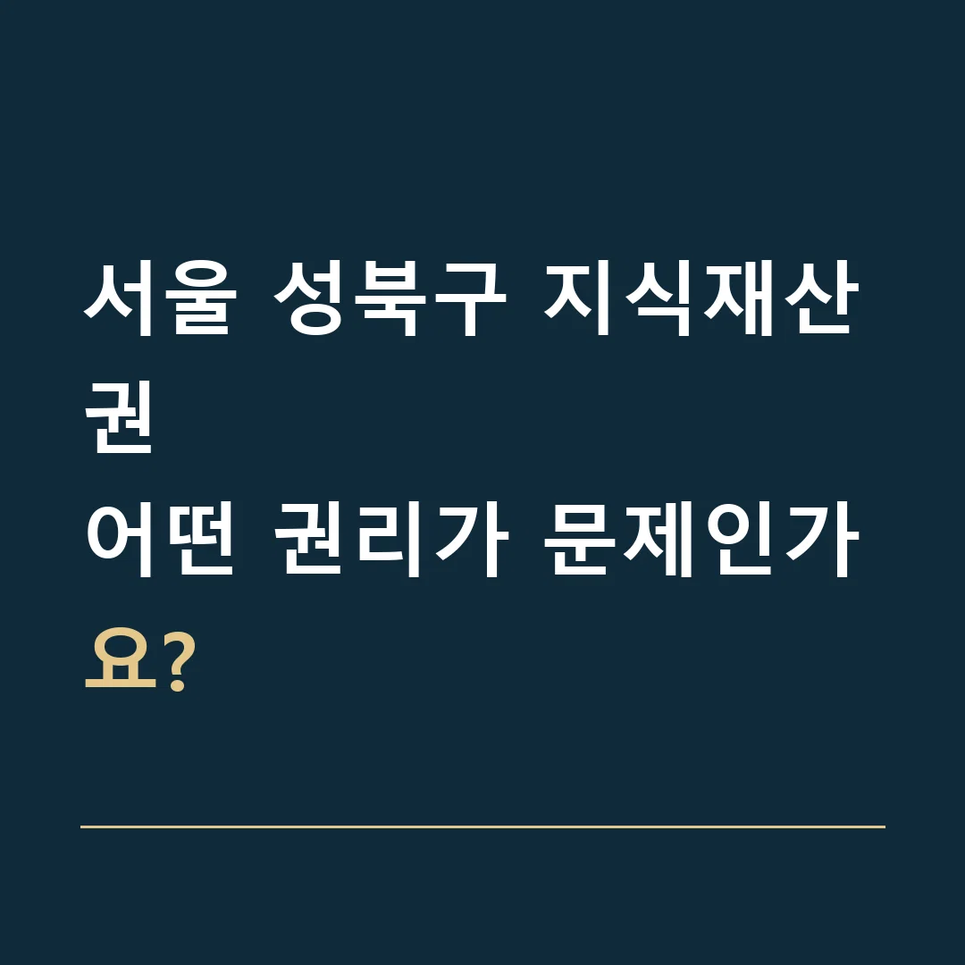 서울 성북구 지식재산권 · 어떤 권리가 문제인가요?