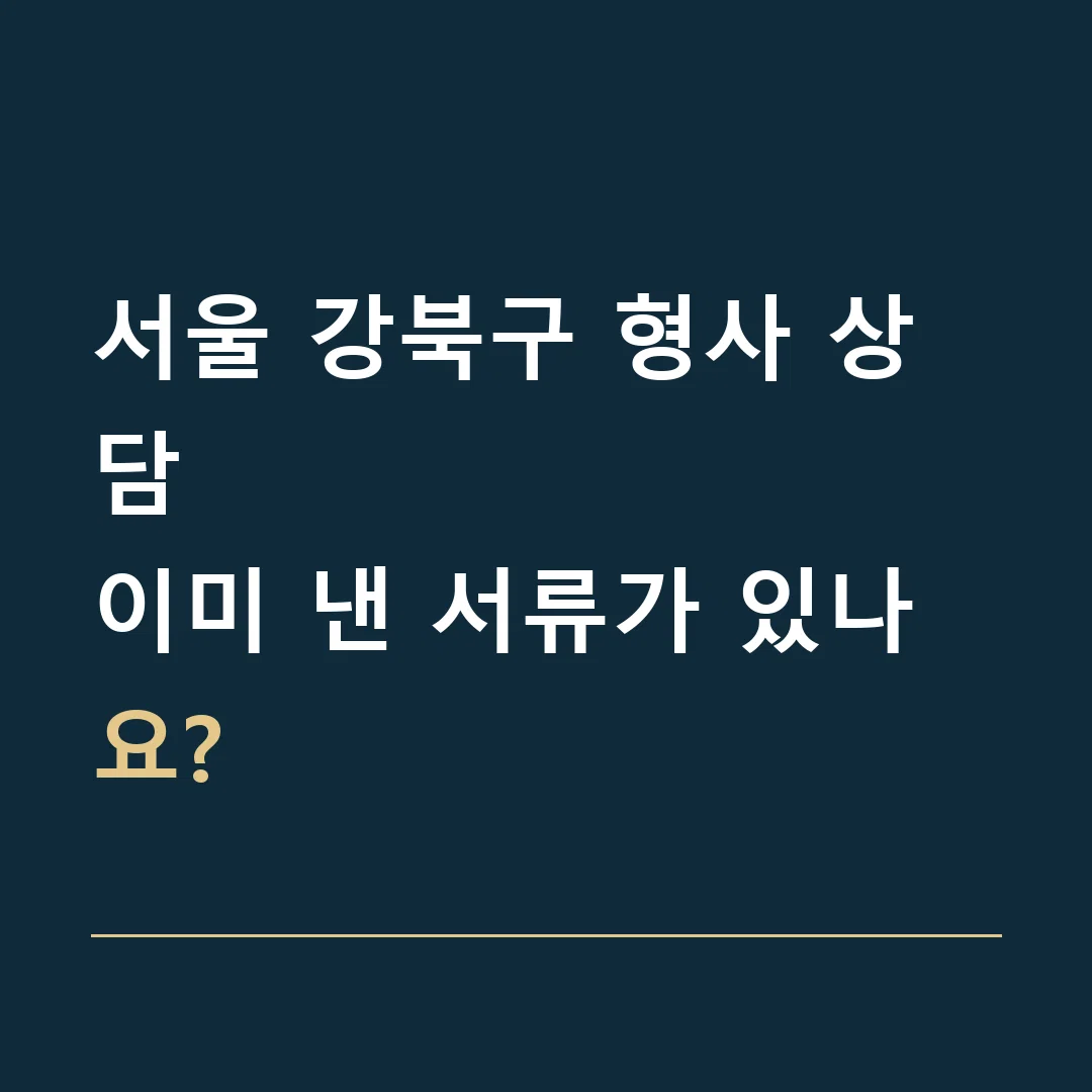 서울 강북구 형사 상담 · 이미 낸 서류가 있나요?