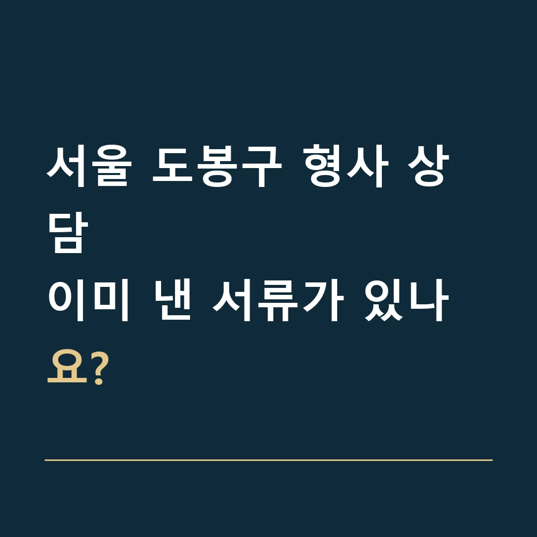 서울 도봉구 형사 상담 · 이미 낸 서류가 있나요?