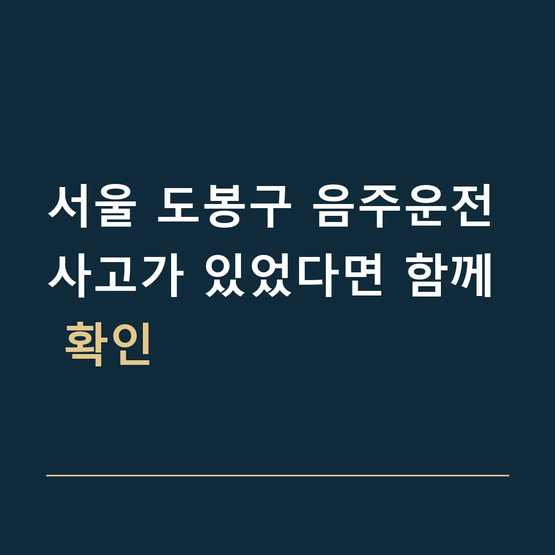 서울 도봉구 음주운전 · 사고가 있었다면 함께 확인