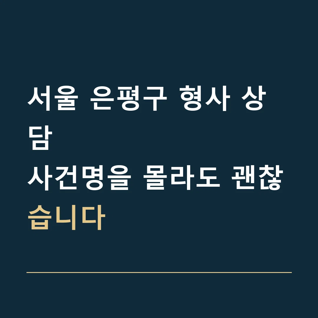 서울 은평구 형사 상담 · 사건명을 몰라도 괜찮습니다